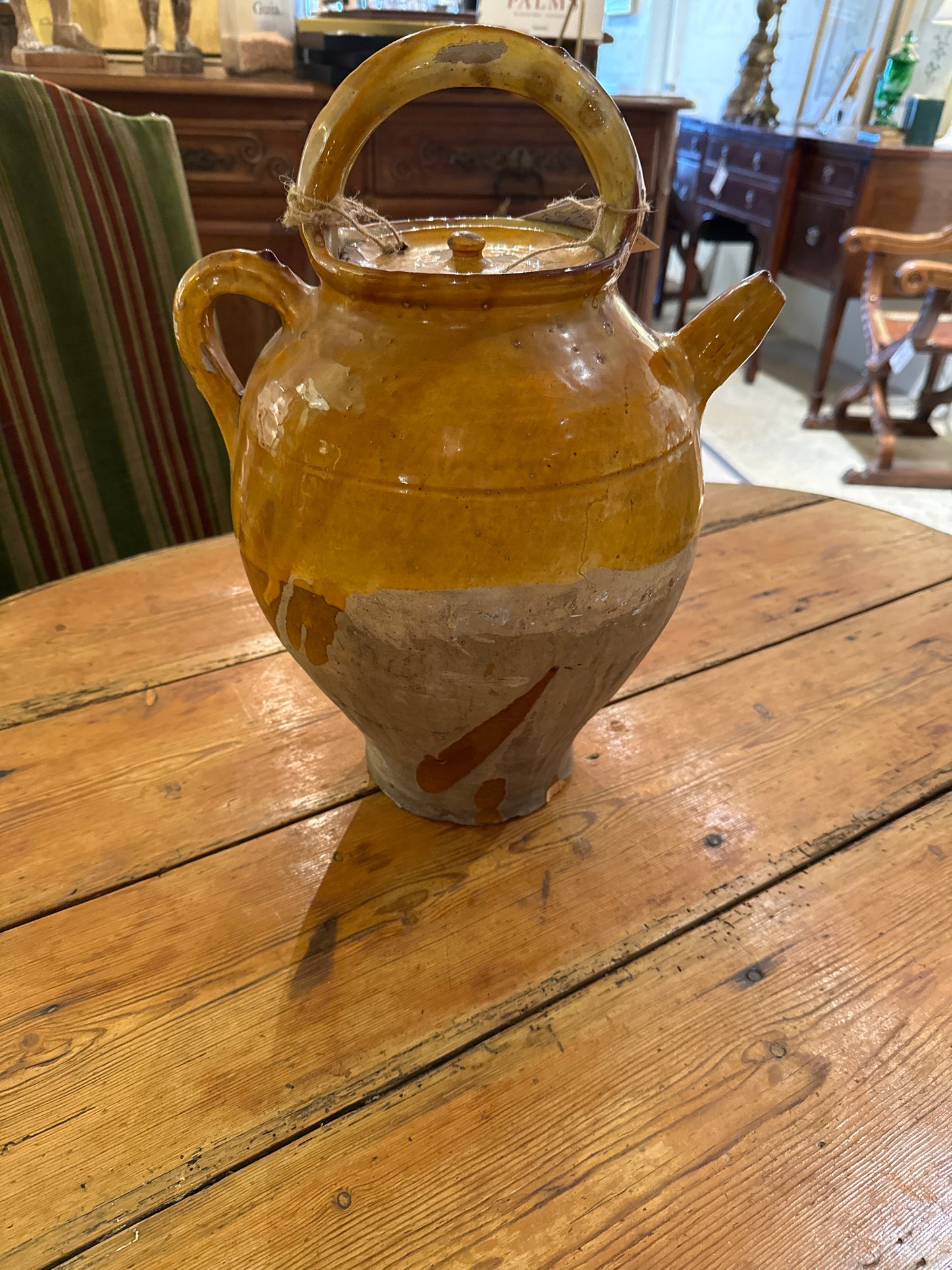 French Glazed Terracotta Cruche Pitcher