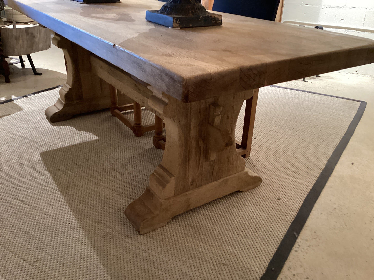 French Bleached Oak Trestle Table