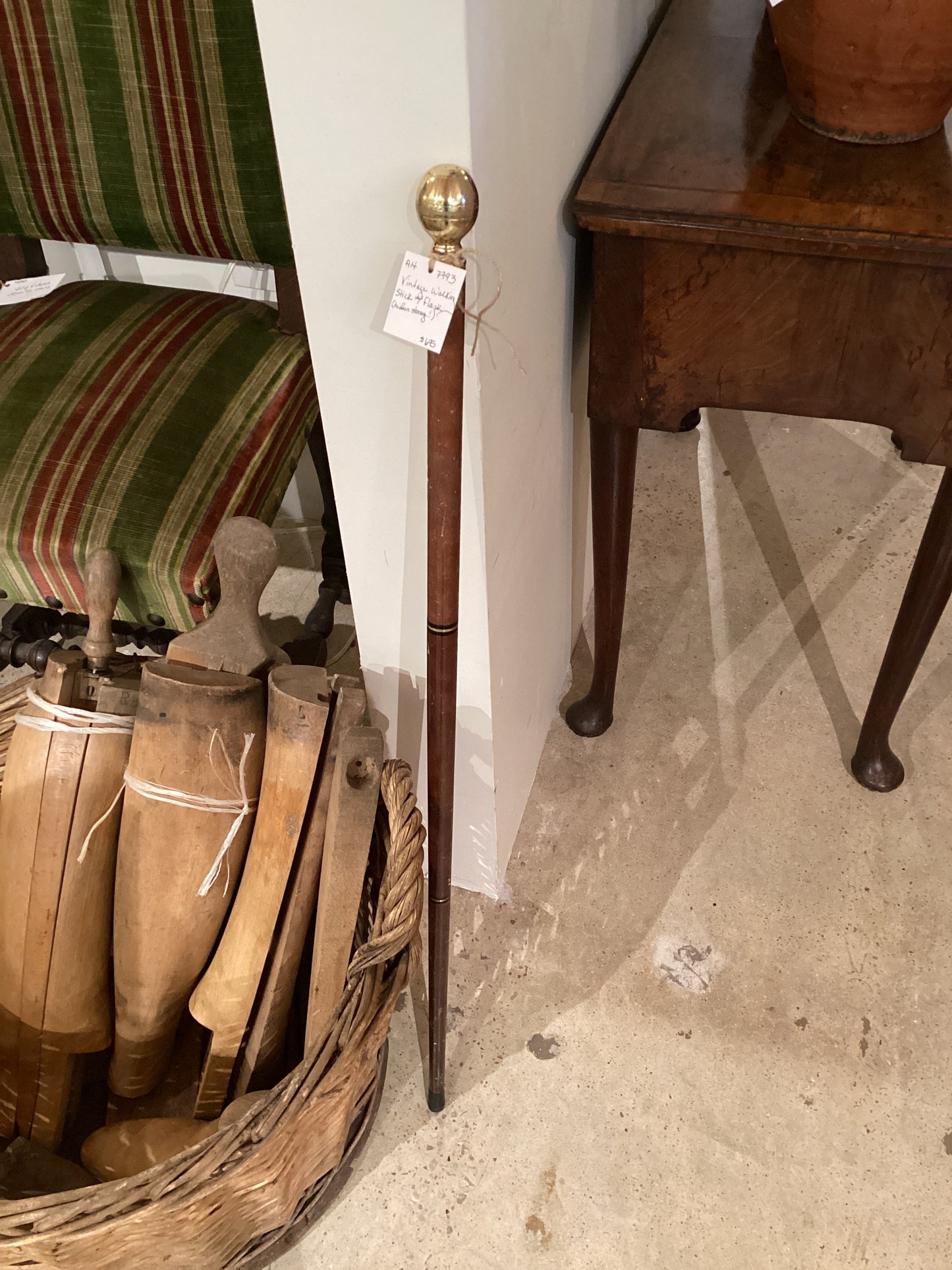 Vintage Walking Stick with Hidden Storage