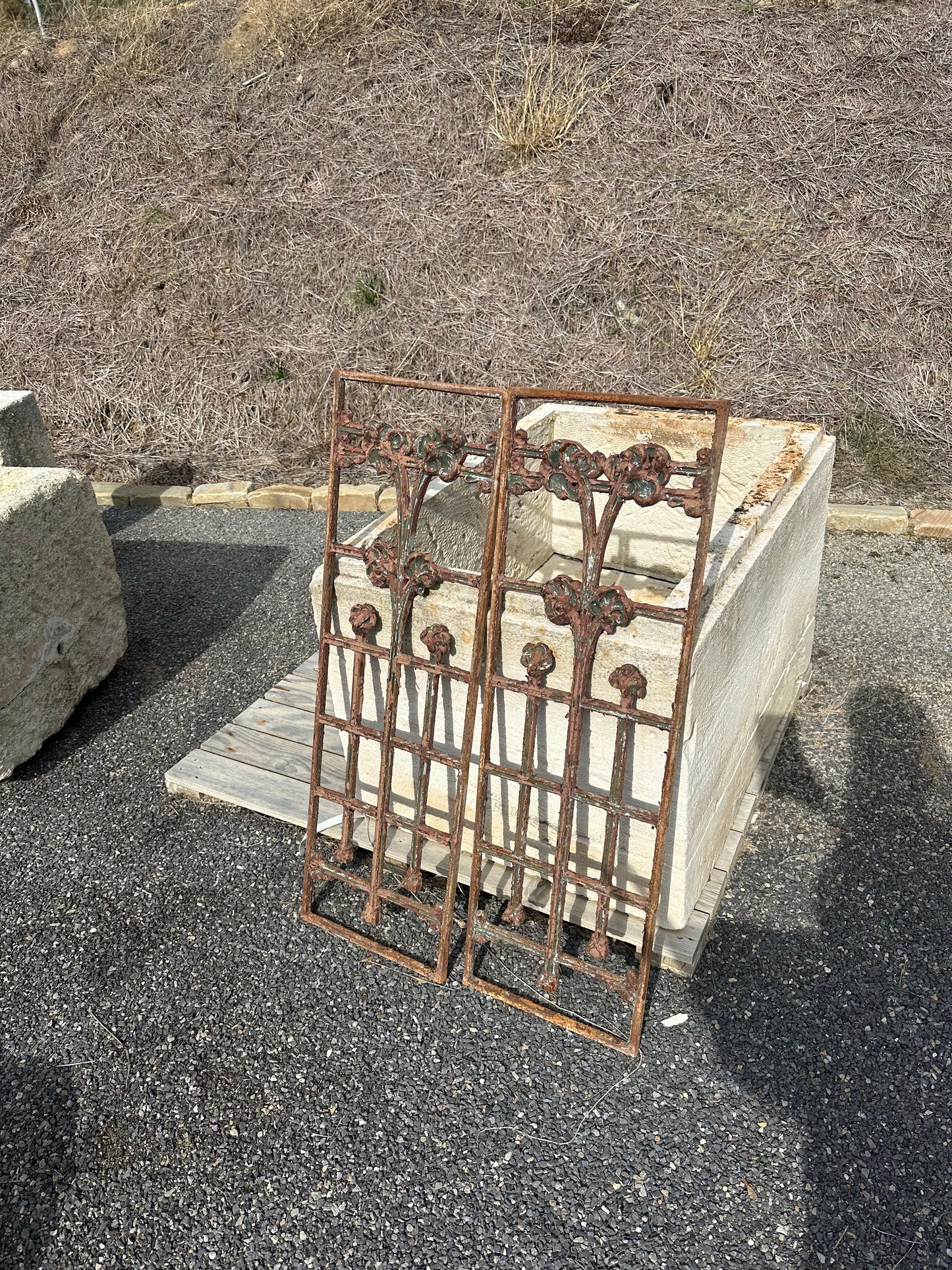 Medium Grey/Green Iron Grate Set of 2