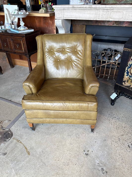 Tufted Leather Library Chair