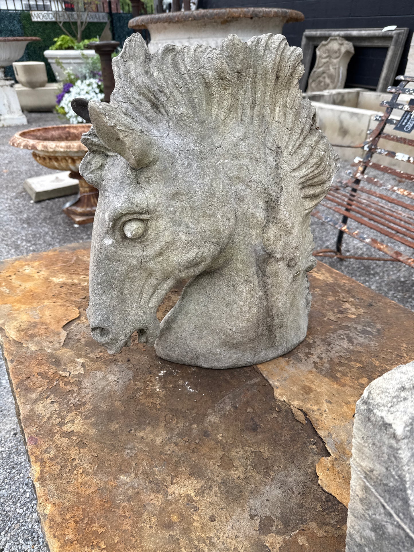 Cast Horse Head Statue
