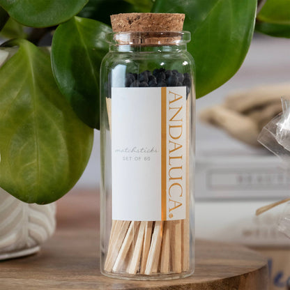 Glass Jar of 60 Wooden Matches: White