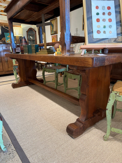 Antique Oak Trestle Dining Table