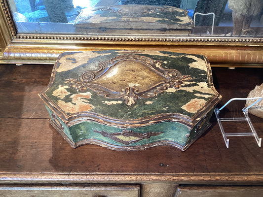 Venetian Painted Wood Dresser Jewelry Box