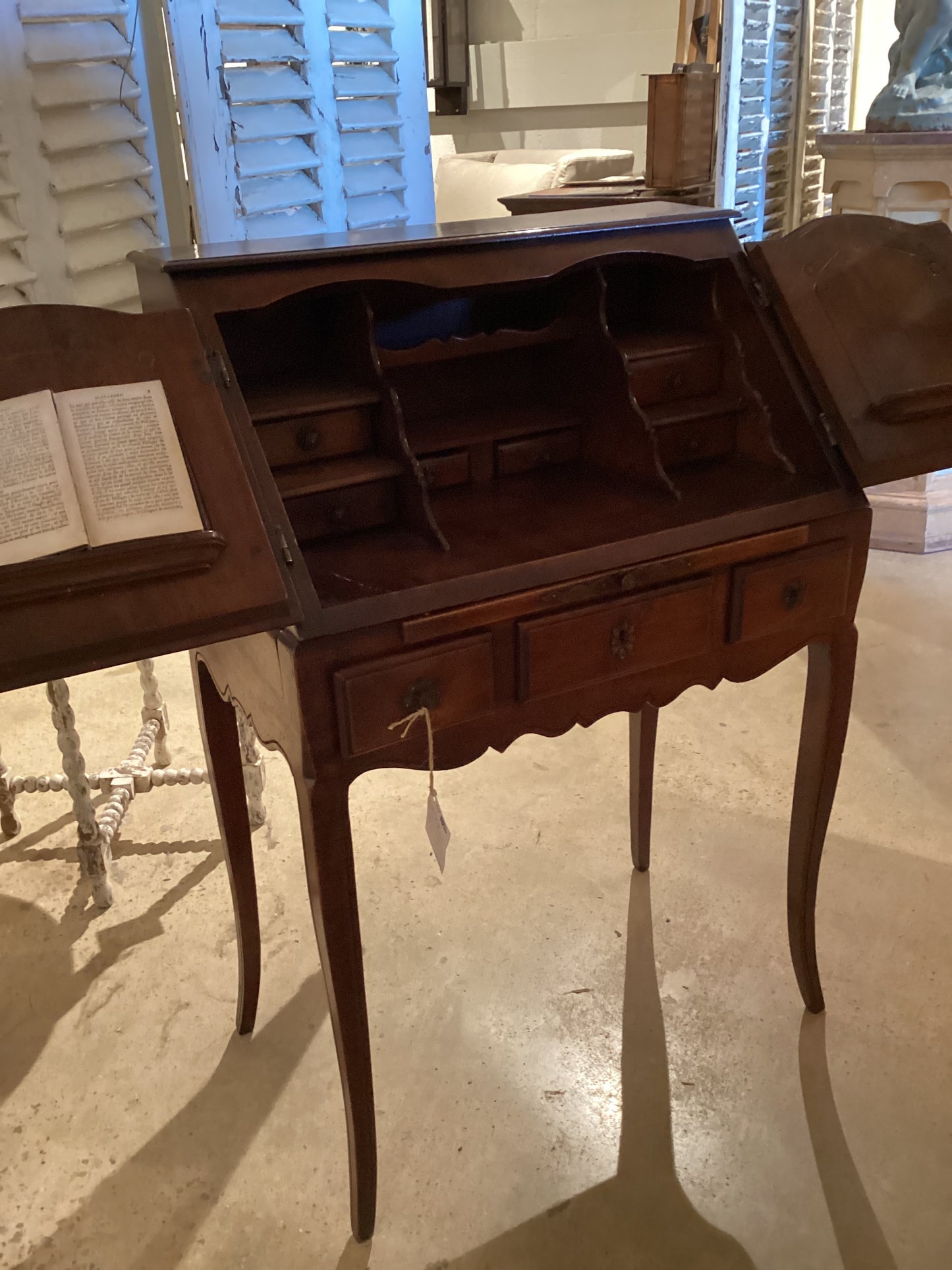 French Louis XV Style Carved Walnut Bonheur du Jour