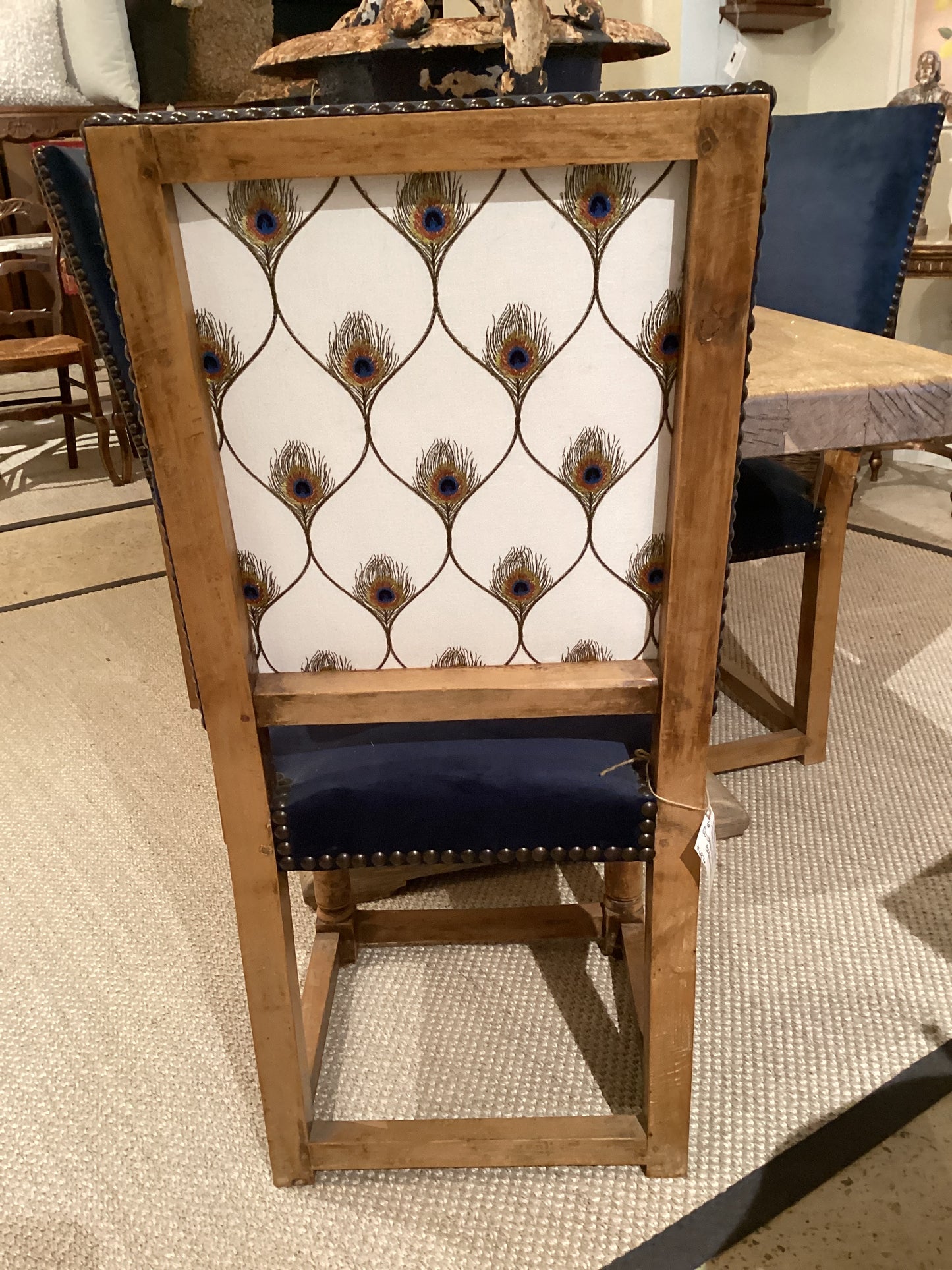 set of 6 Blue Velvet/Peacock Chairs