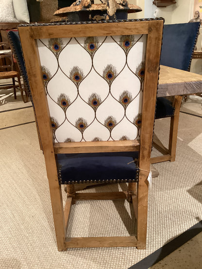 set of 6 Blue Velvet/Peacock Chairs