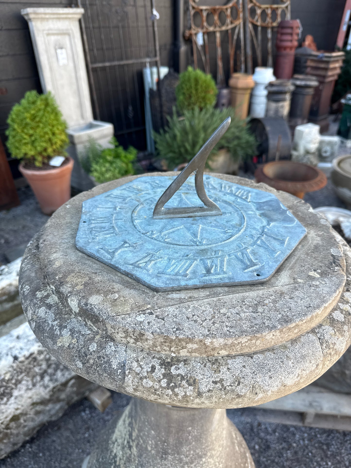 Georgian Stone Plinth with Bronze Sundial