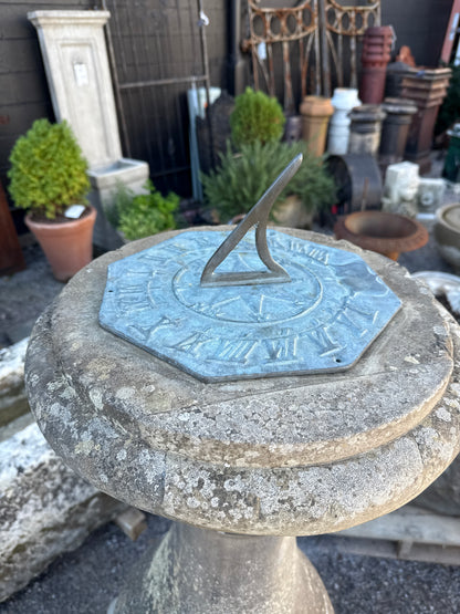 Georgian Stone Plinth with Bronze Sundial
