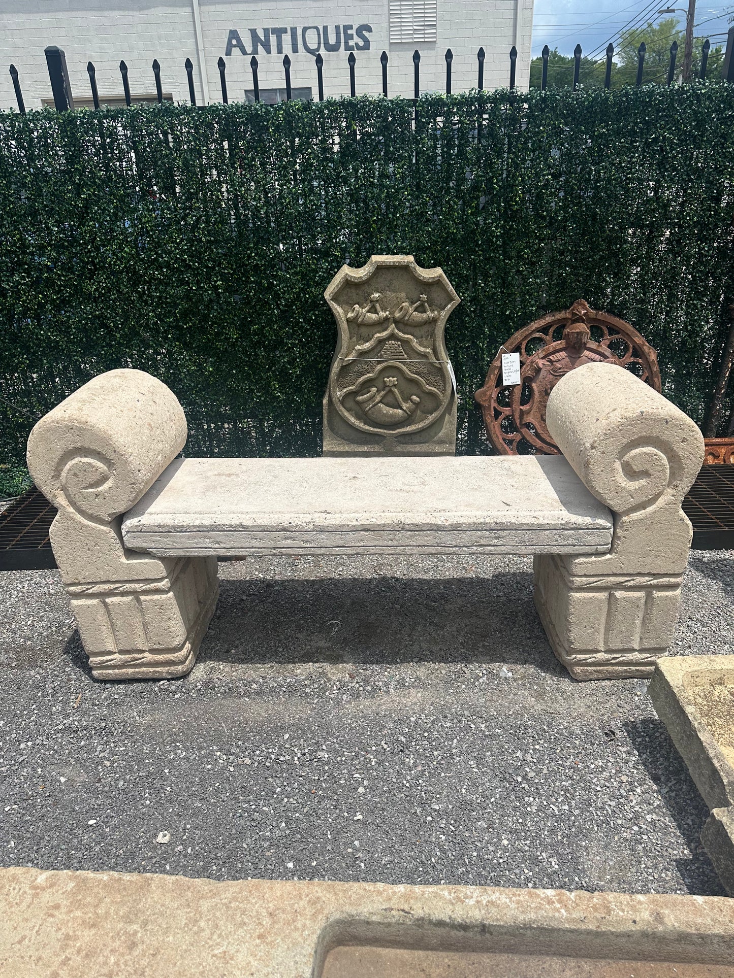Carved Stone Bench