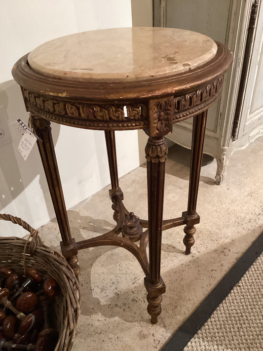Single Louis XVI Giltwood Table with Marble Top