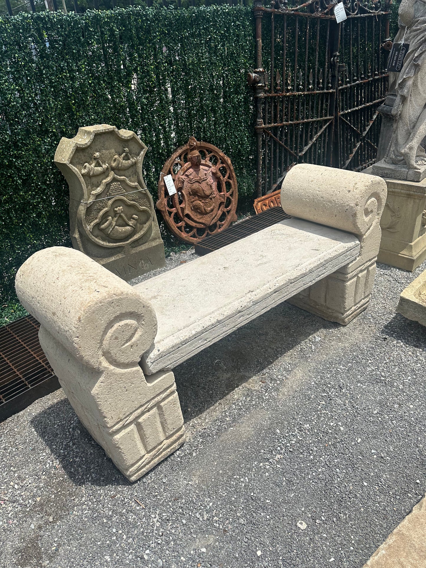 Carved Stone Bench