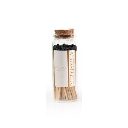 Glass Jar of 60 Wooden Matches: White