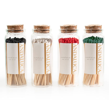 Glass Jar of 60 Wooden Matches: White