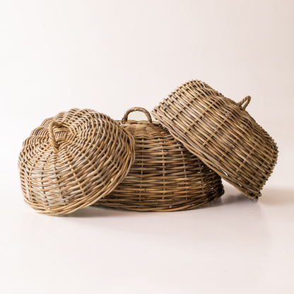 Rattan Cloche Dome Food Cover: Large - 19.5" D