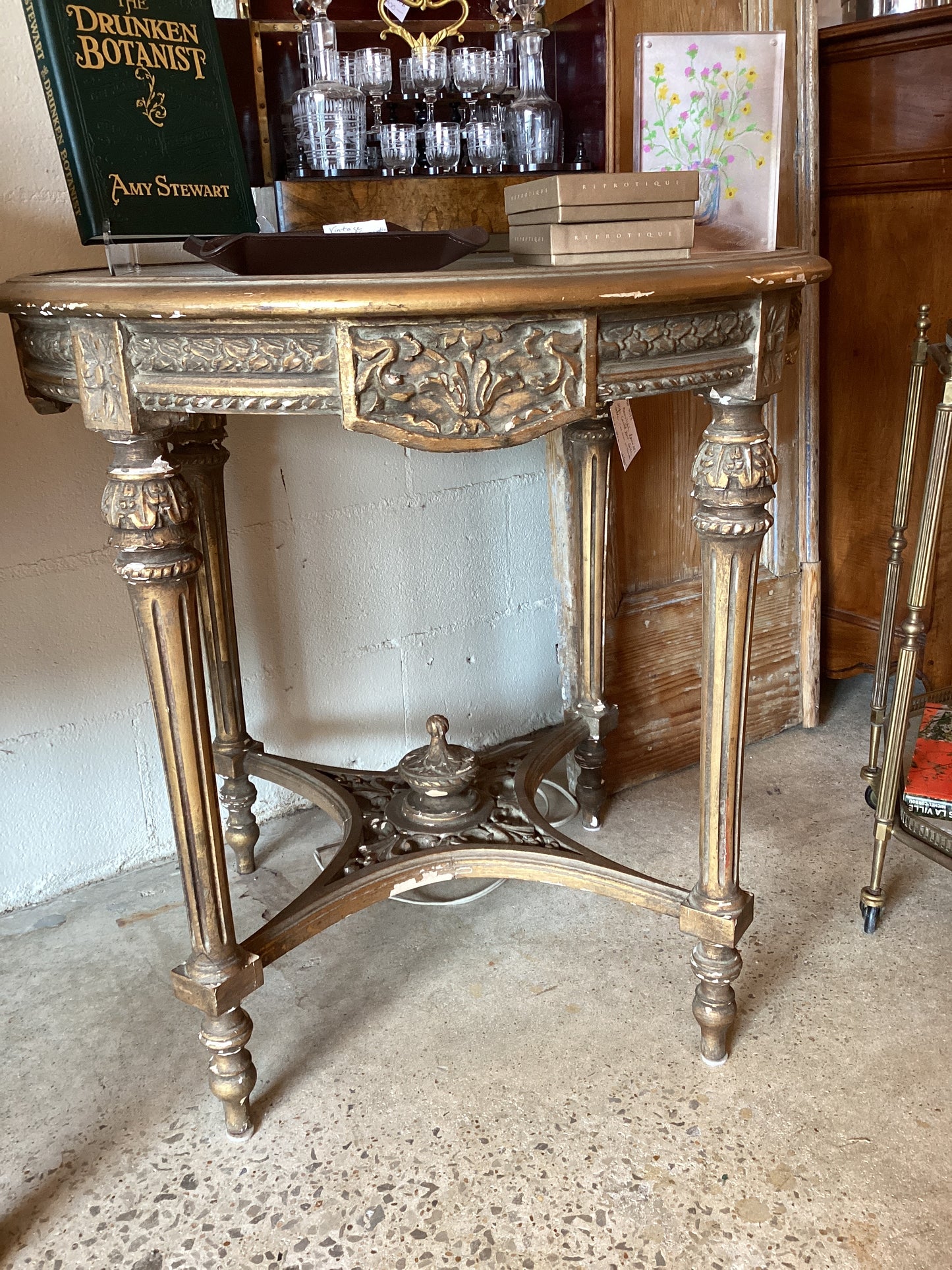 Louis XVI Carved Gilt Side Table