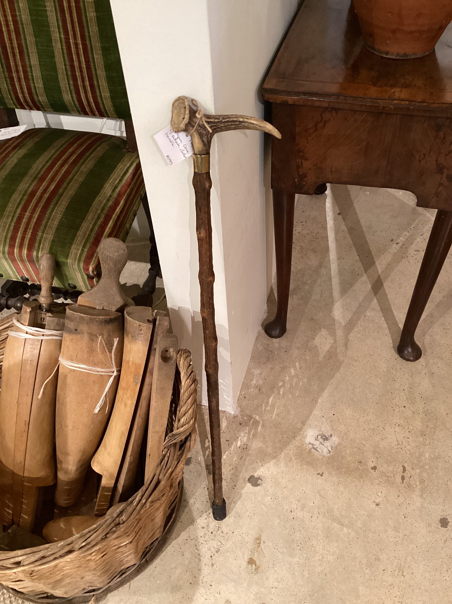 Ornate Antler Handle Cane