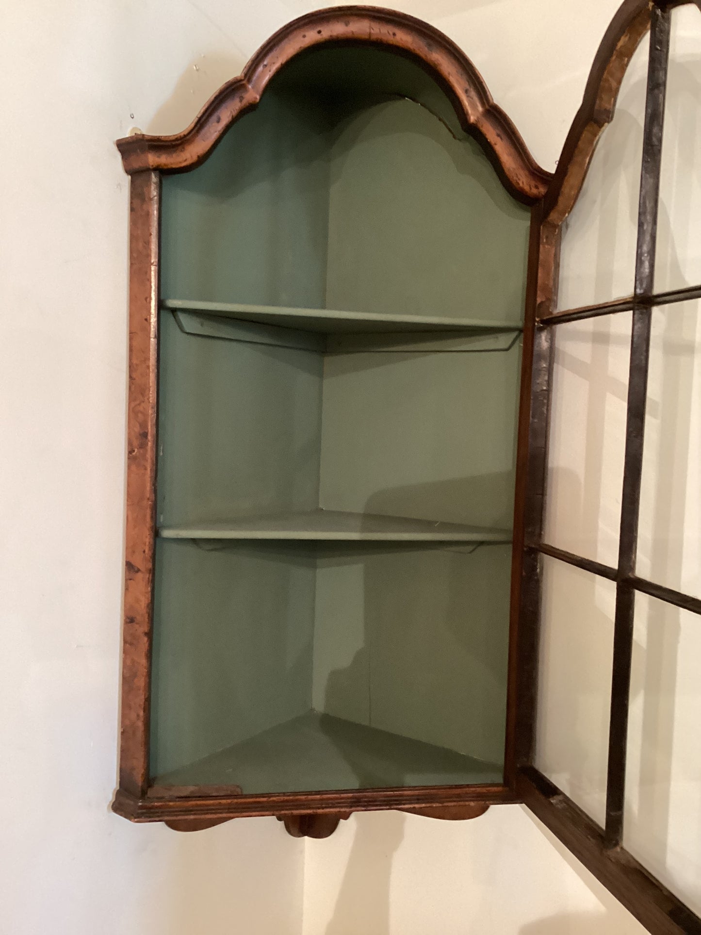 English Walnut Hanging Corner Cupboard