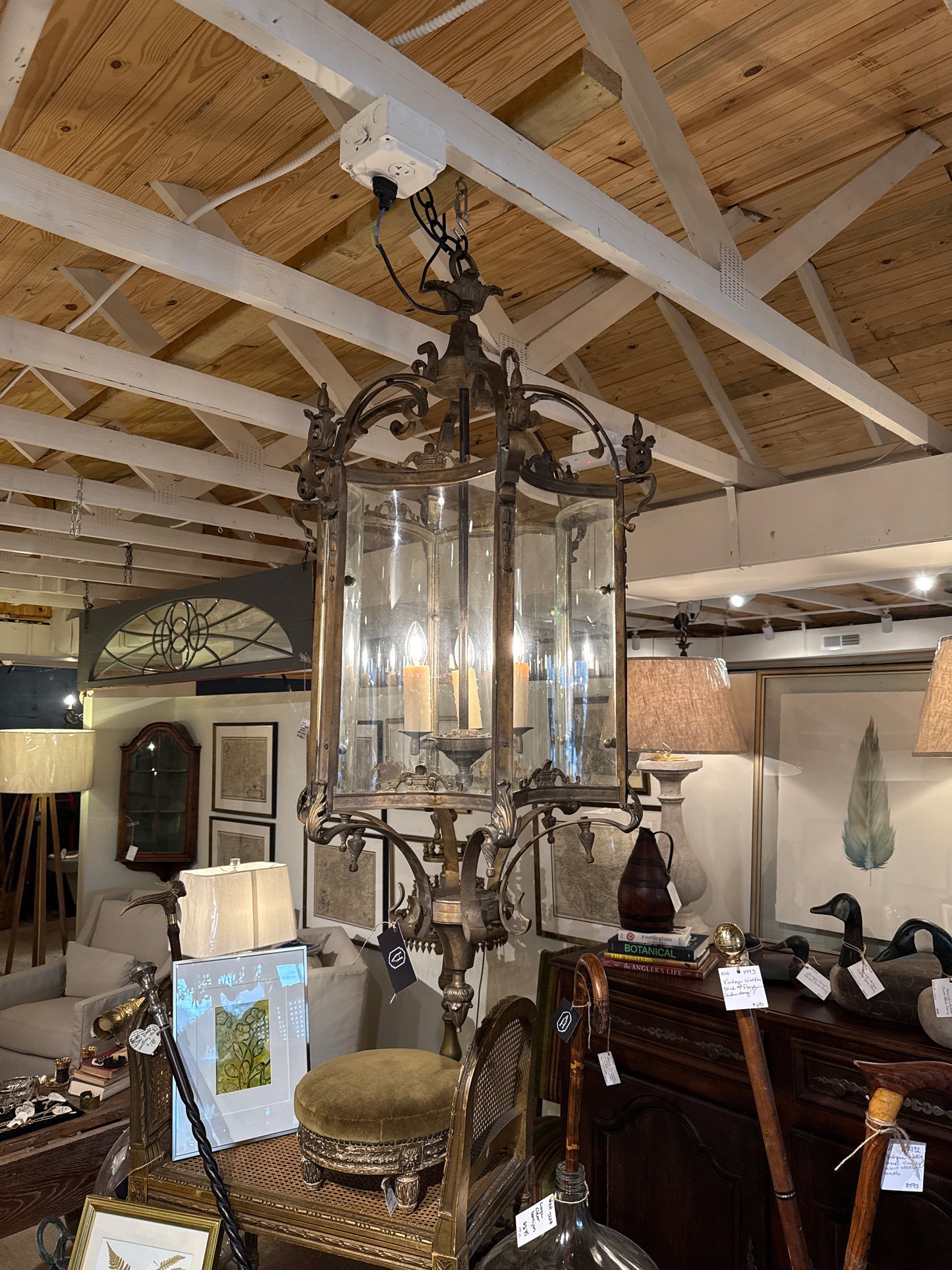 French Bronze Lantern with Convex Glass