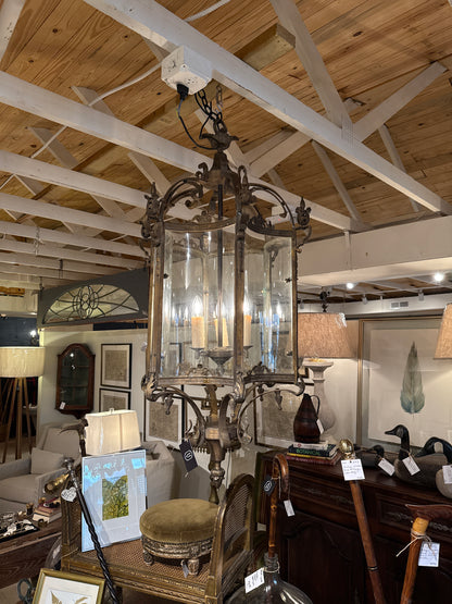 French Bronze Lantern with Convex Glass