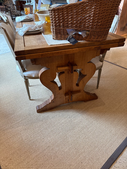Solid Oak Draw Leaf Trestle Table