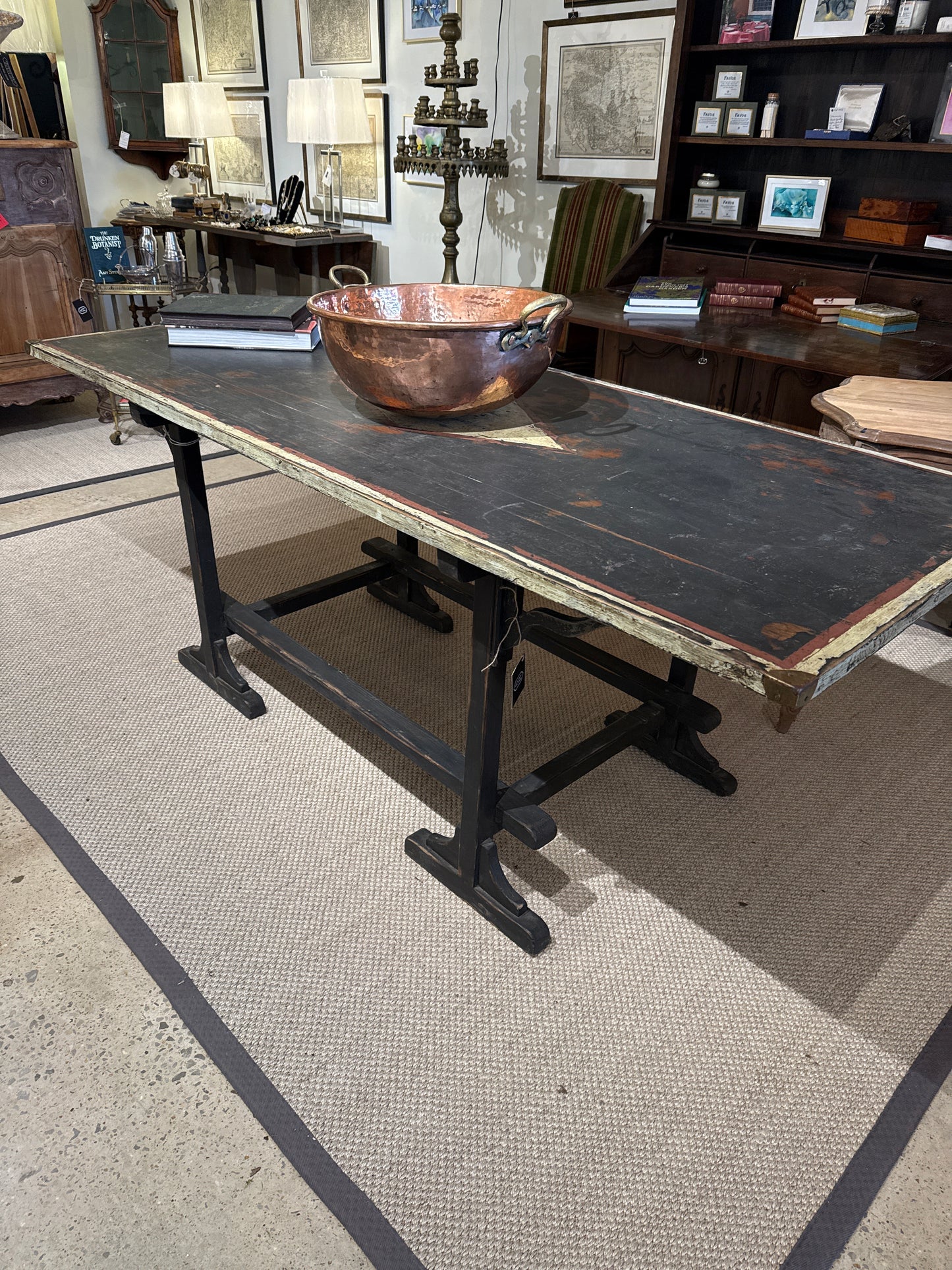 Catalan Dining Table Walnut with Painted Top