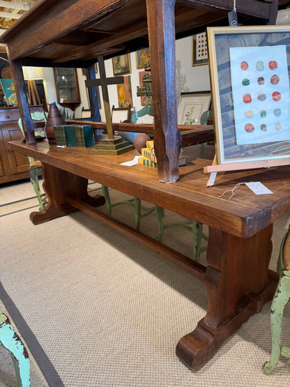 Antique Oak Trestle Dining Table