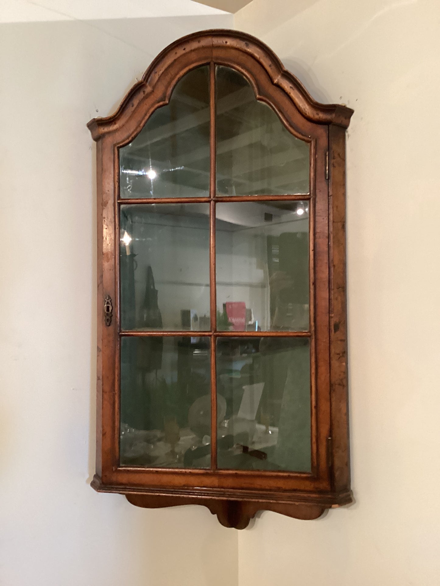 English Walnut Hanging Corner Cupboard