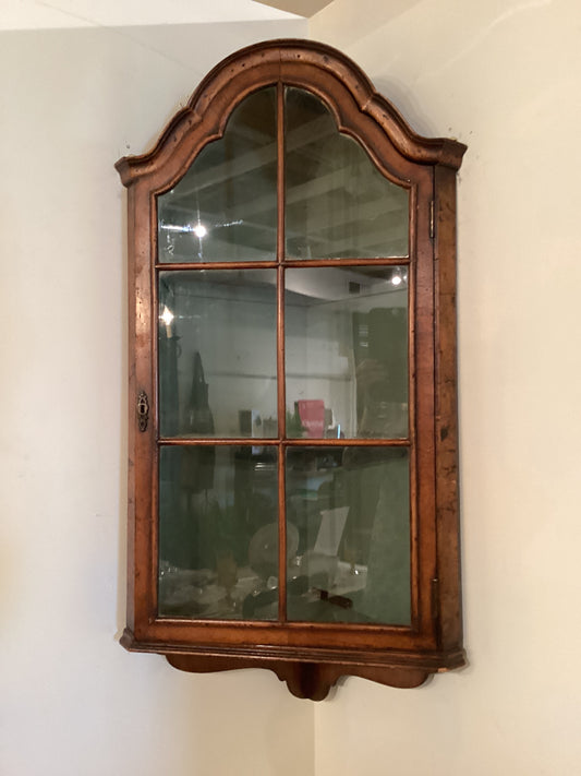 English Walnut Hanging Corner Cupboard
