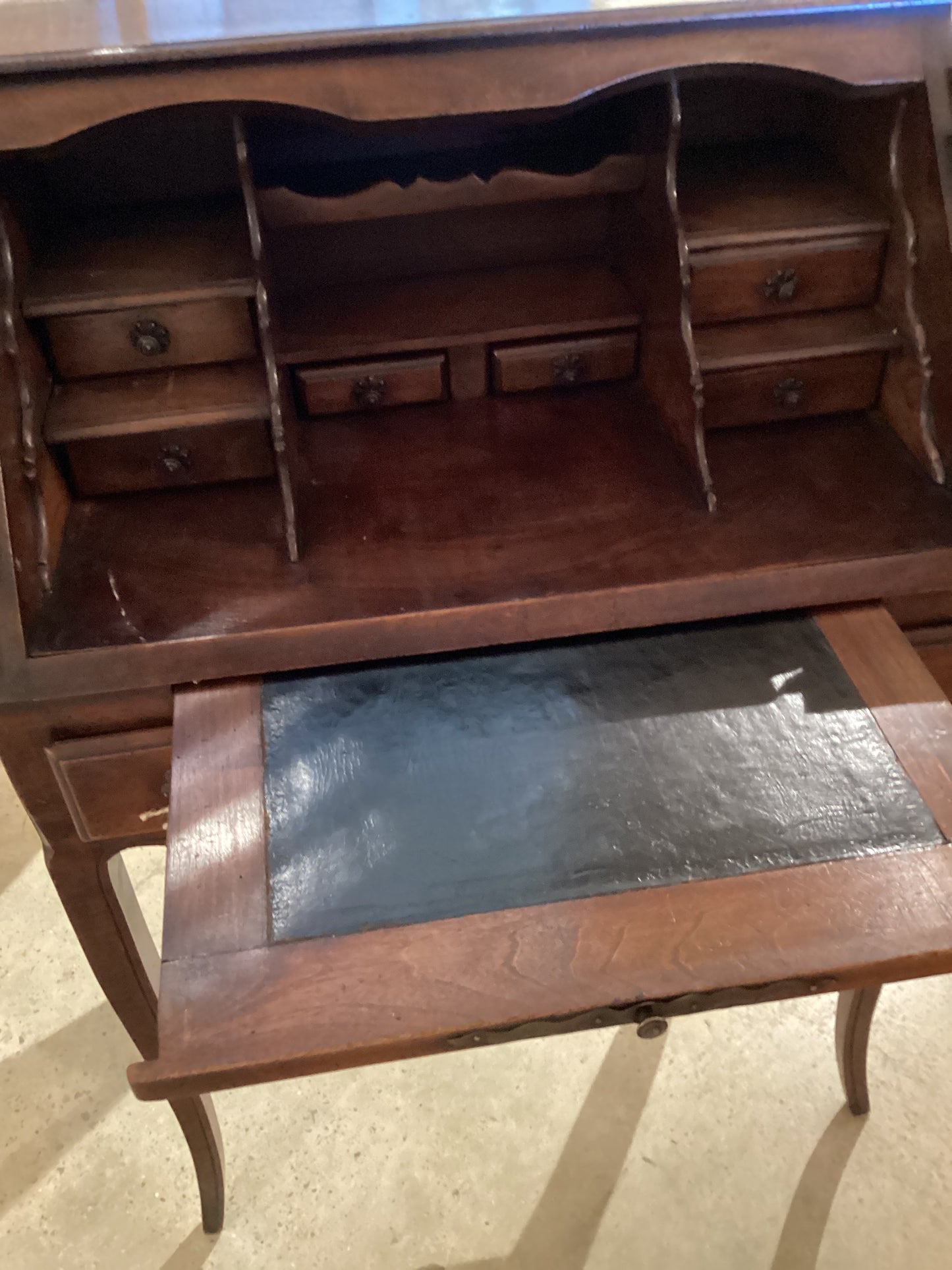 French Louis XV Style Carved Walnut Bonheur du Jour