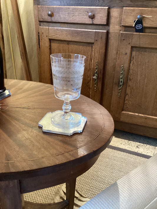 Six French Etched Crystal Glasses