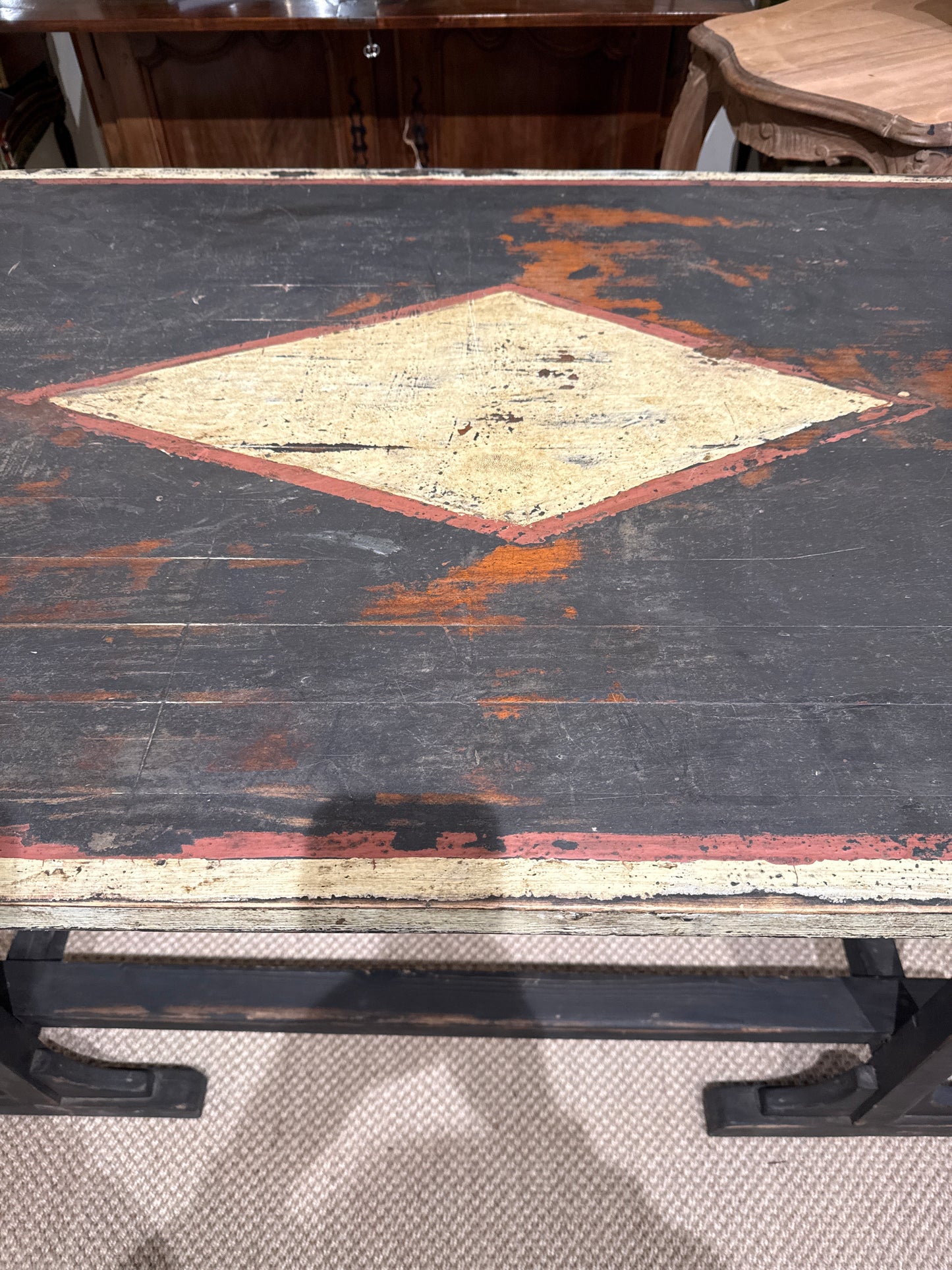 Catalan Dining Table Walnut with Painted Top