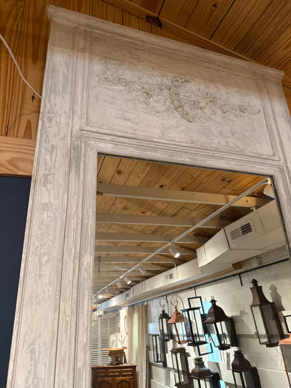 French Trumeau Mirror with Flower Relief