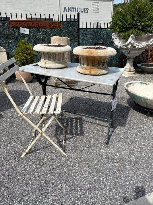 French Cast Iron Marble Top Cafe Table
