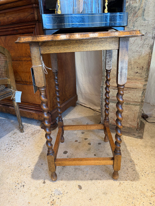 Antique Oak Barley Twist Side Table