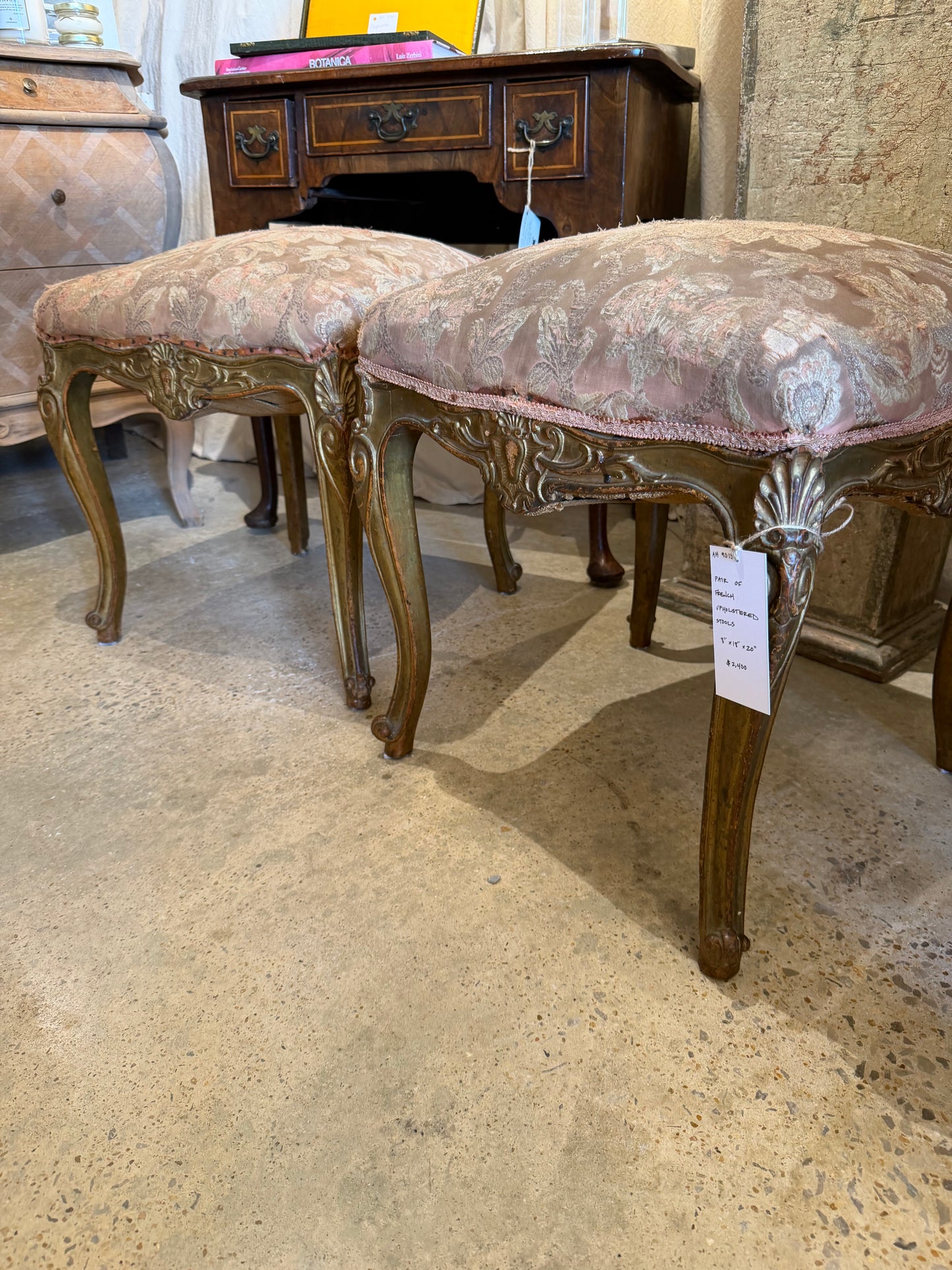Pair of French Upholstered Stools