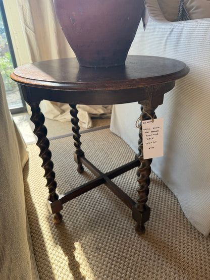 Small Round Oak Barley Twist Side Table