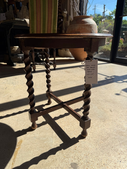 Small Round Oak Barley Twist Side Table