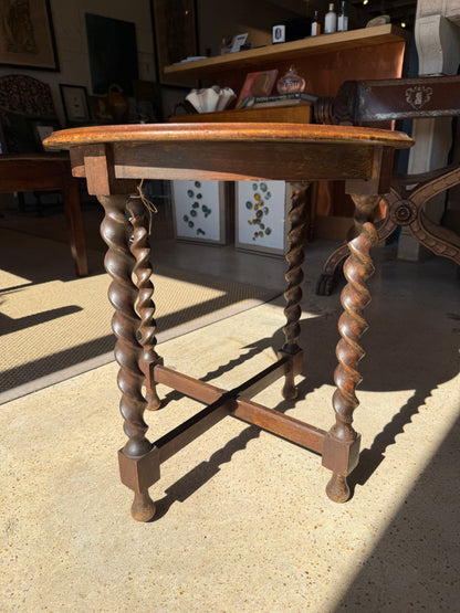 Small Round Oak Barley Twist Side Table