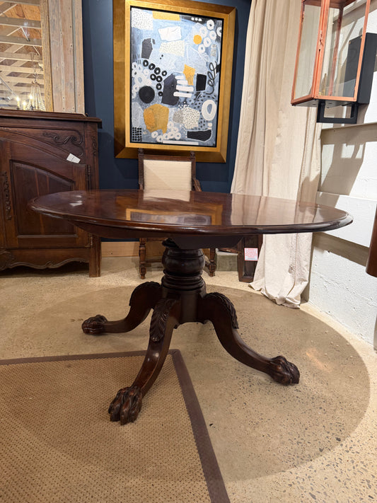 English Georgian Tilt Top Pedestal Paw Foot Table