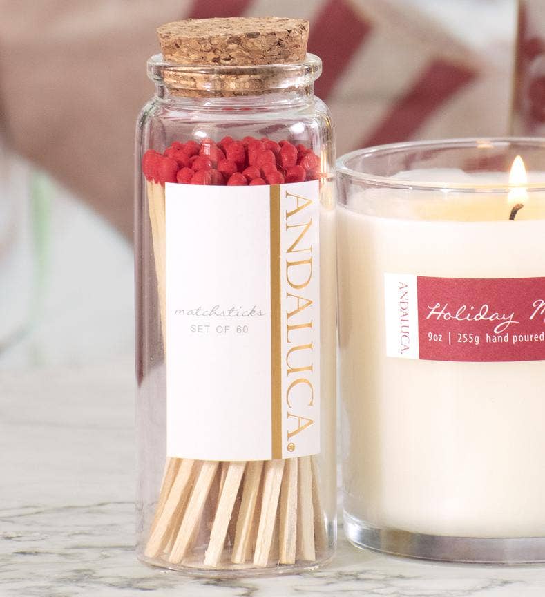 Glass Jar of 60 Wooden Matches: White