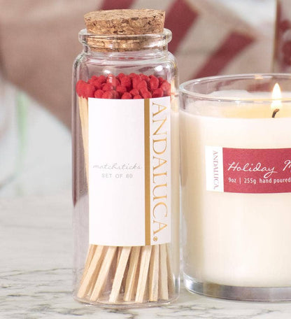 Glass Jar of 60 Wooden Matches: White