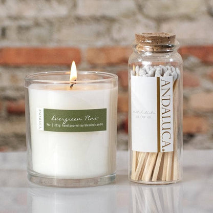 Glass Jar of 60 Wooden Matches: White