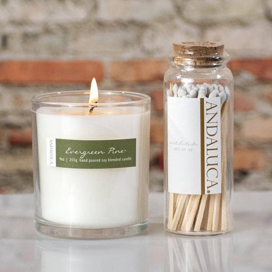 Glass Jar of 60 Wooden Matches: White